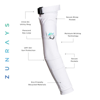 With Pockets White UPF 50 Sun Protective Sleeves 2 Sleeves per Pair - Zun Rays Clothing
